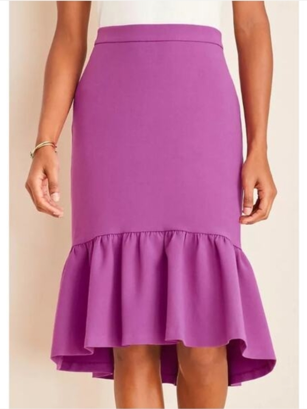 Ann Taylor Flounce Straight Pencil skirt purple size 00P petite NWT